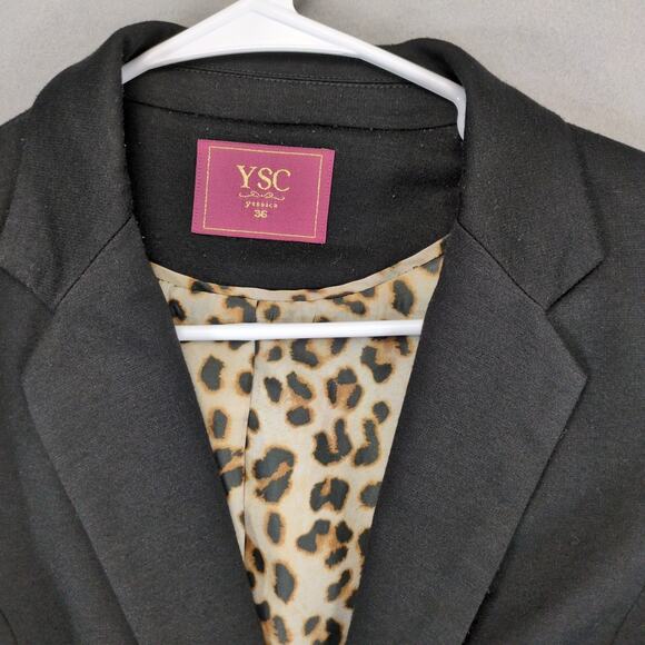 YSC Yessica Sz 6 Women's Black Single Button Blazer Jacket, Preppy Career Y2K - Picture 2 of 6